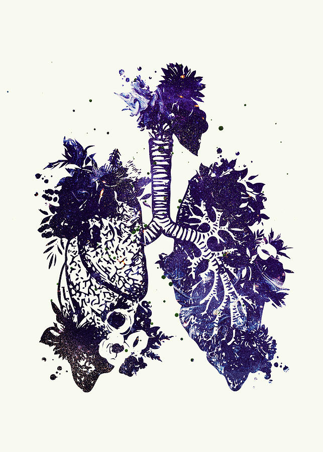 Watercolor Lungs Floral Anatomy Watercolor Print Flowers Medical Art ...