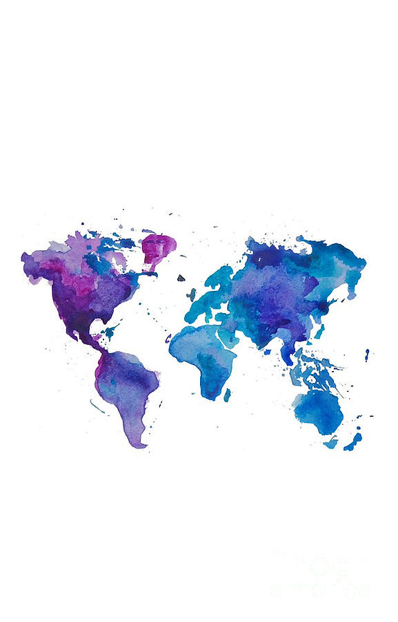 Watercolor Map of the World Digital Art by Desaray Hooker
