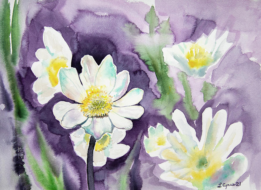 Watercolor - Marsh Marigold Blooms Painting