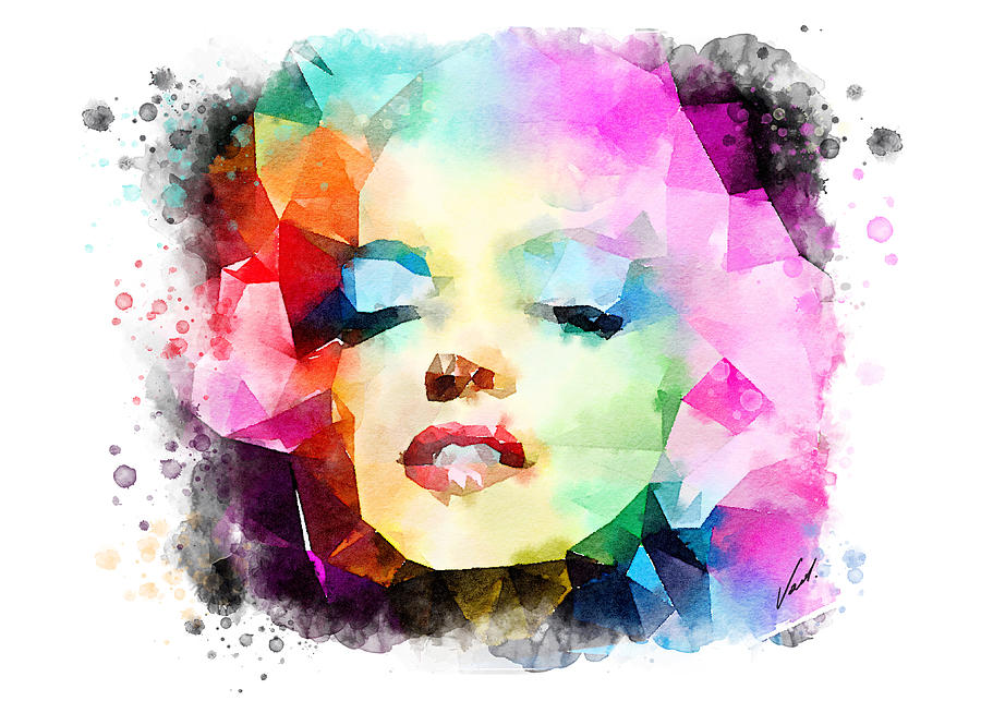 Watercolor Marylin Monroe portrait by Vart Painting by Vart