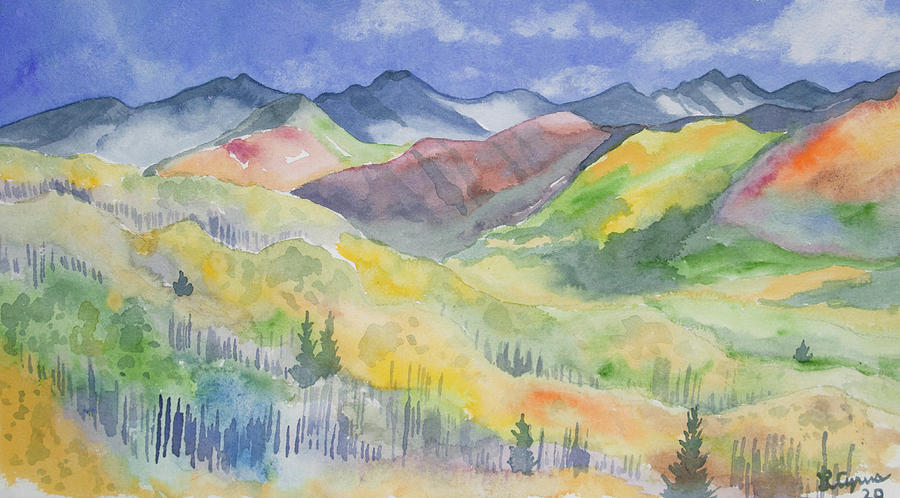 Watercolor - McClure Pass Autumn View Painting by Cascade Colors