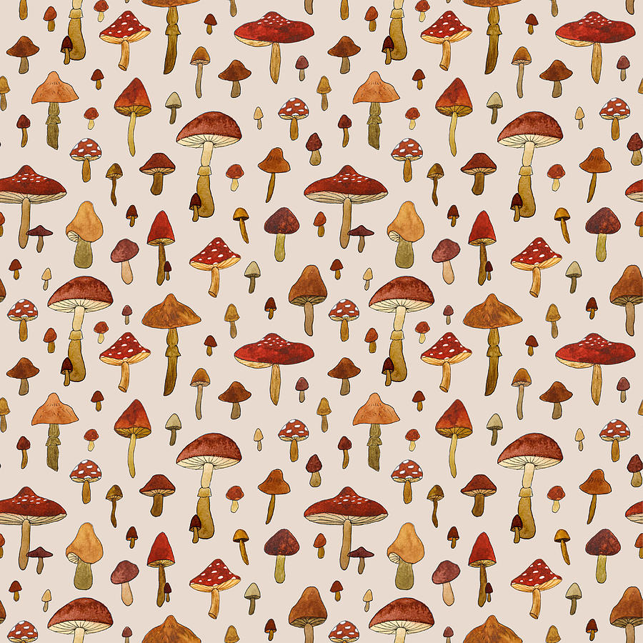 Watercolor Mushroom Pattern Digital Art by Lauren Ullrich - Fine Art ...