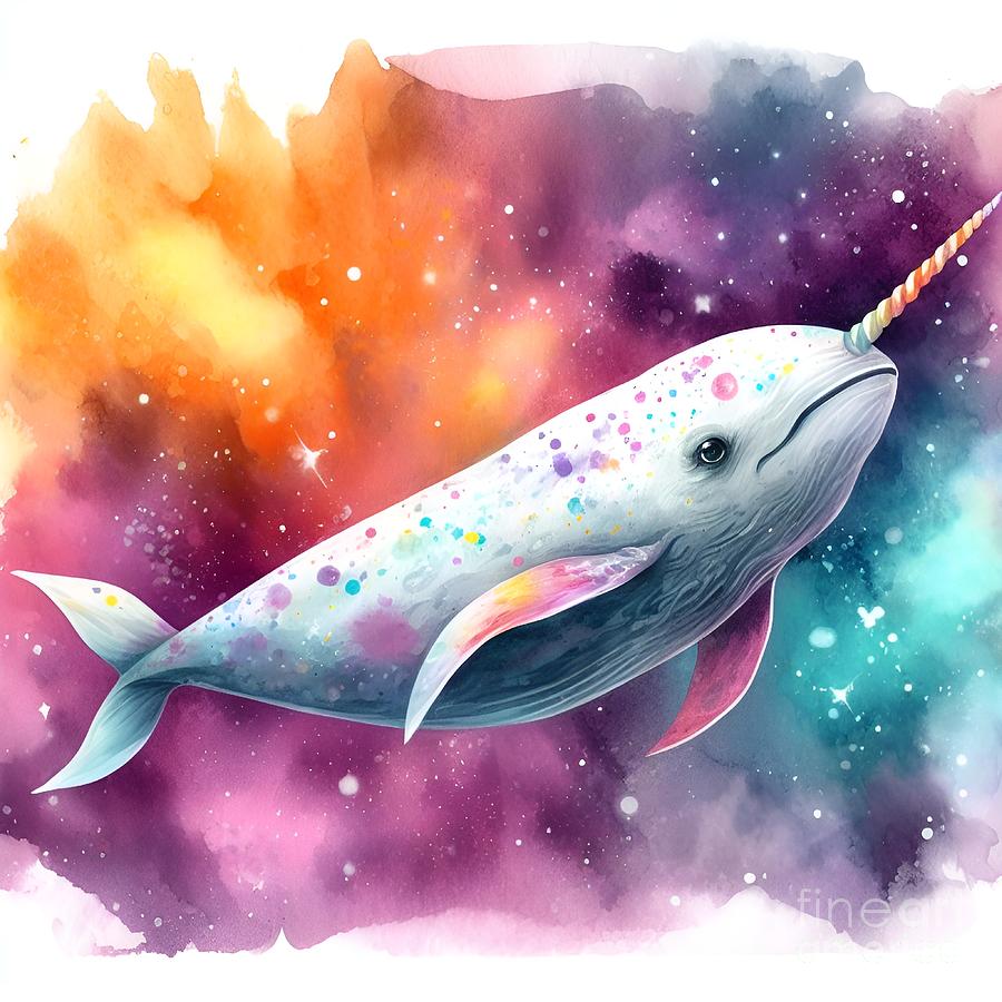 Watercolor Narwhale 2 Digital Art by Cherished Moments - Fine Art America