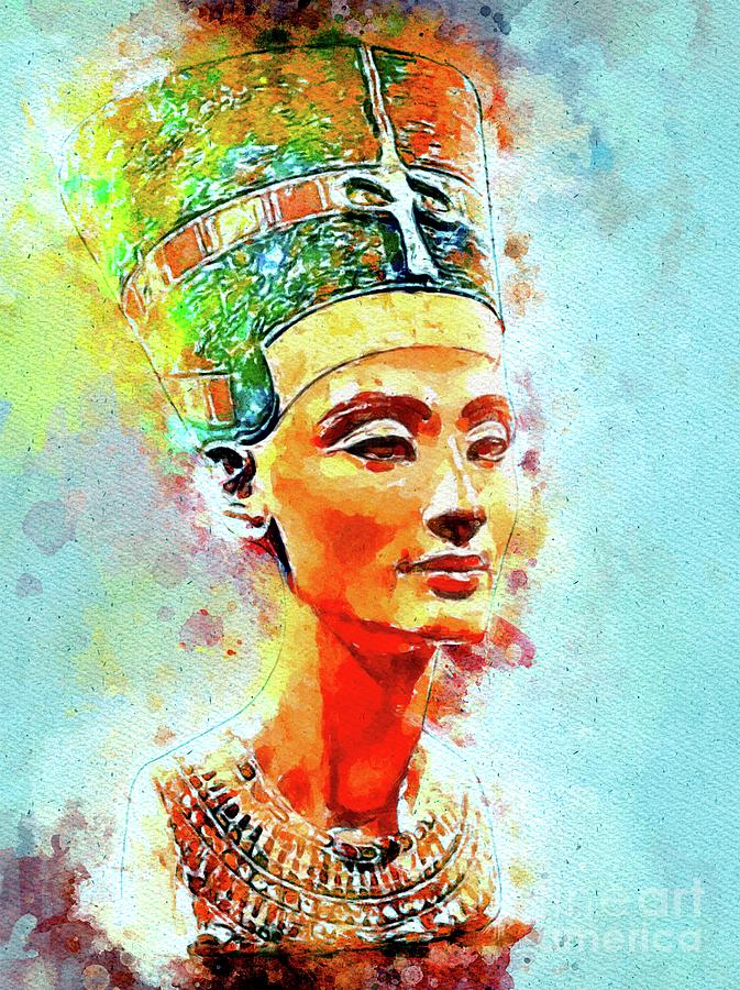 Watercolor Nefertiti Mixed Media By Daniel Janda Pixels