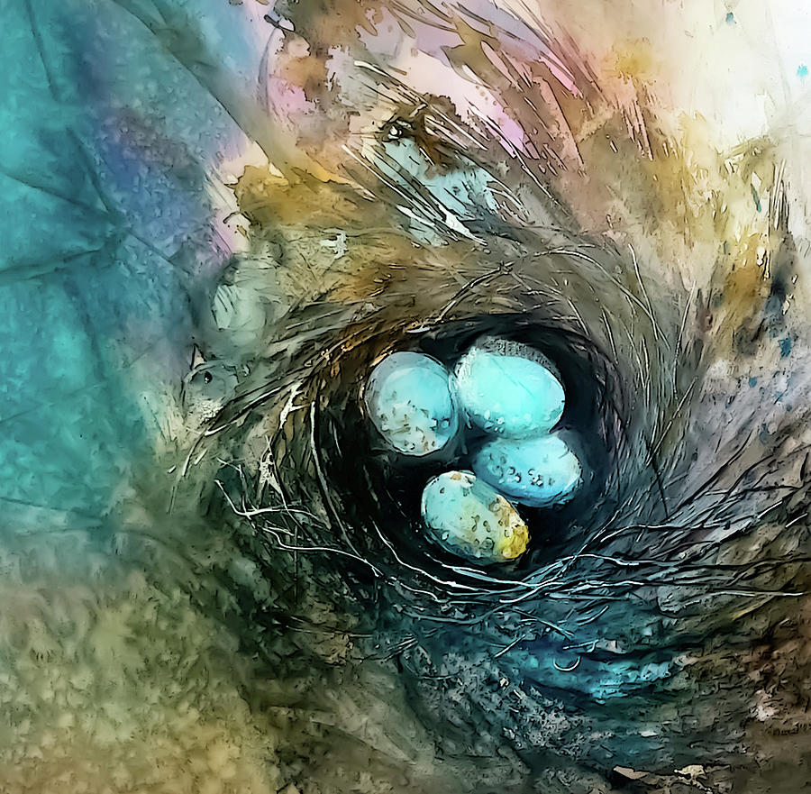 Watercolor Nesting Eggs Painting by Lisa Kaiser