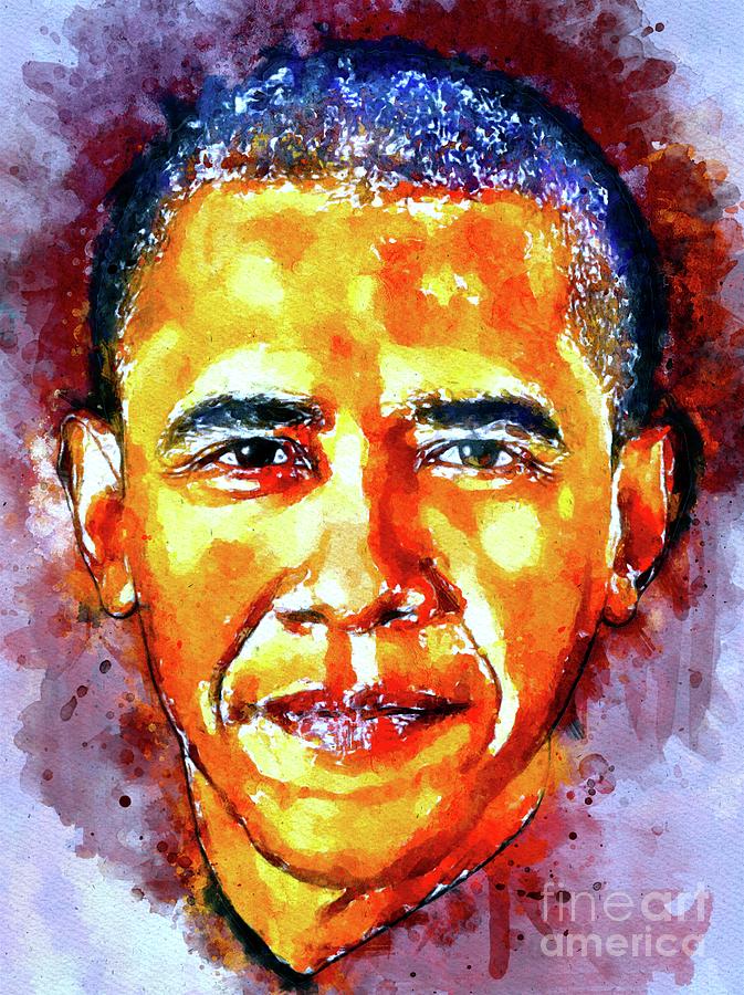 Watercolor Obama Mixed Media