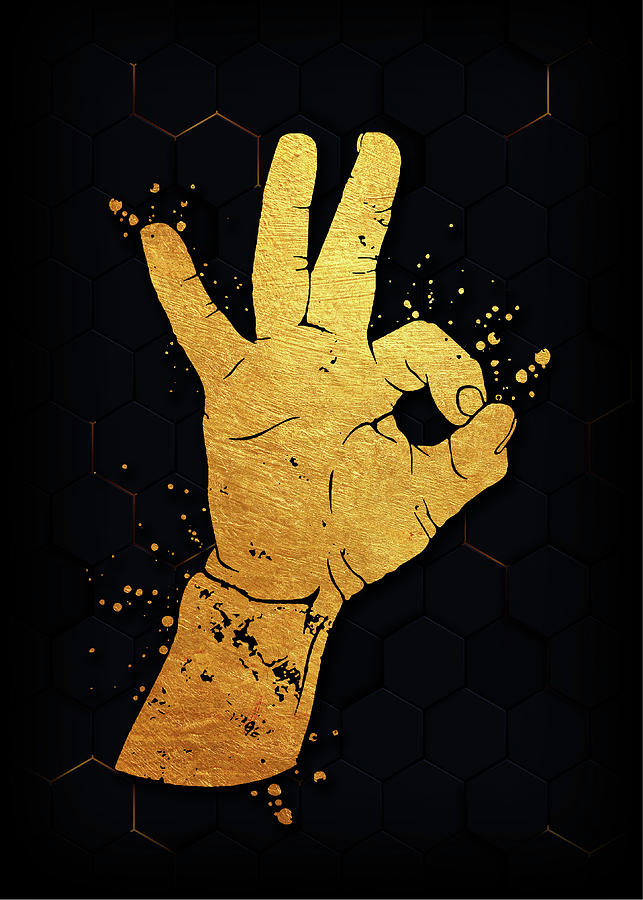 Watercolor OK Hand Gesture Sign Watercolor Print Symbol Poster Okay