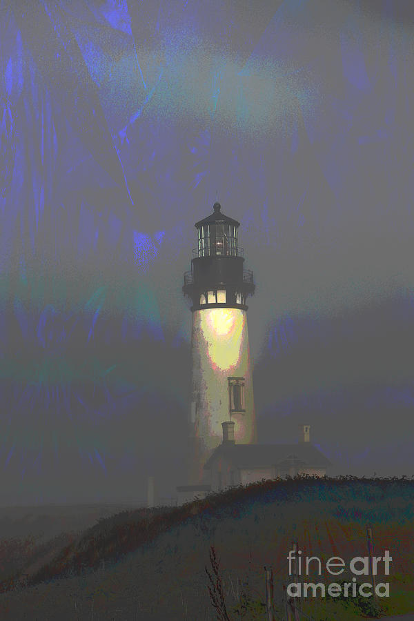 Oregon State Mixed Media - Watercolor on Oregons Yaquina Head Lighthouse  by Beverly Guilliams