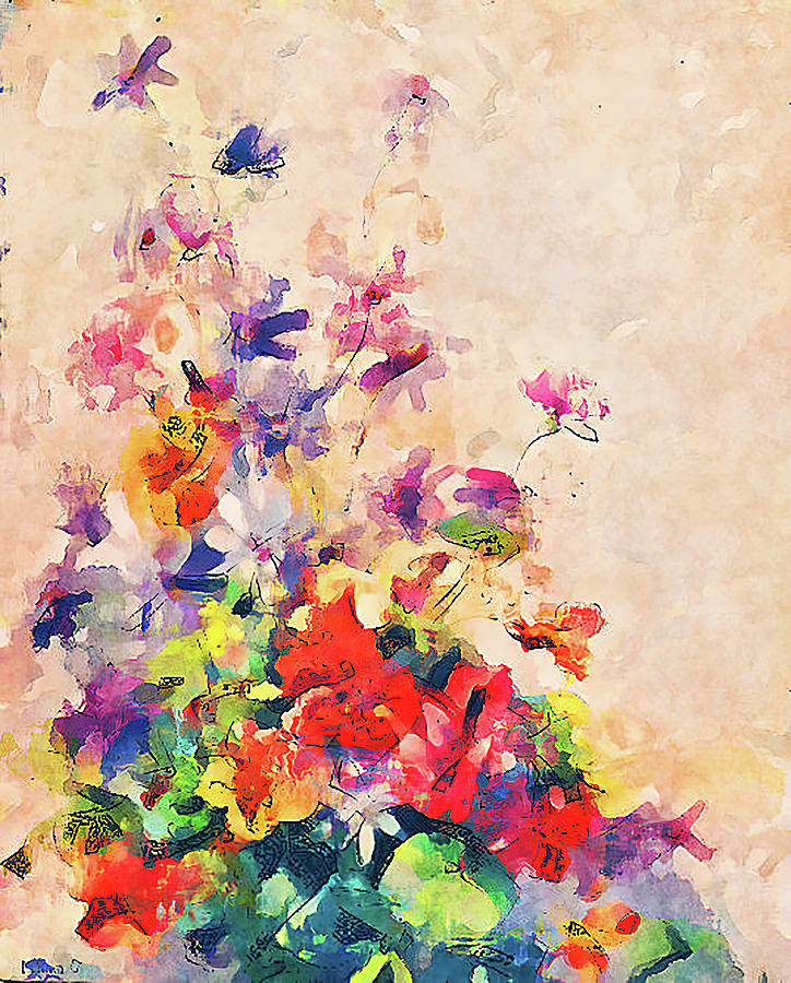 Watercolor painted flowers 1226 Digital Art by Cathy Anderson