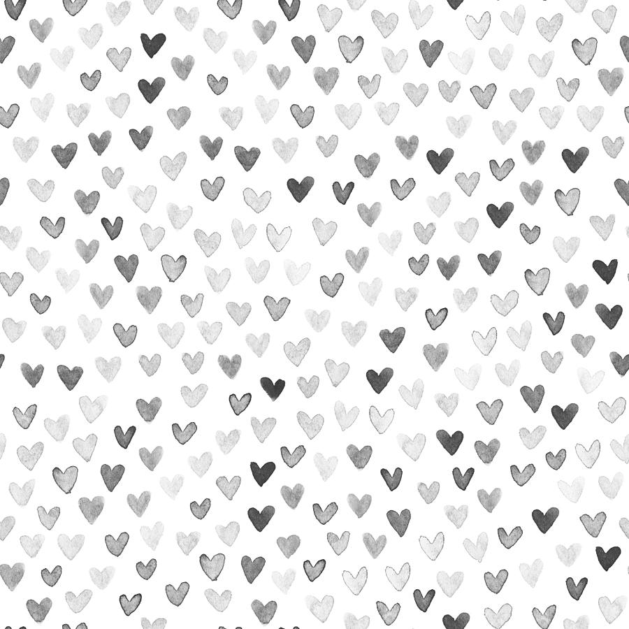 Watercolor painted uneven imperfect monochromatic hearts isolated on white paper background in vector - seamless pattern design Drawing by GOLDsquirrel
