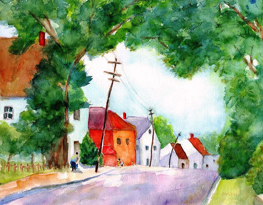 Watercolor Painting of Cottage Street Painting by Carlin Blahnik CarlinArtWatercolor