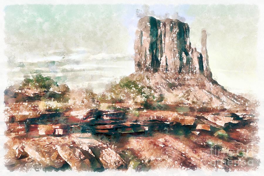 Watercolor Painting Of Western Canyon Painting By Ryan Rad