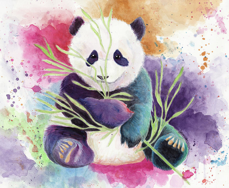 Watercolor Panda Painting by Gretchen Valencic - Fine Art America