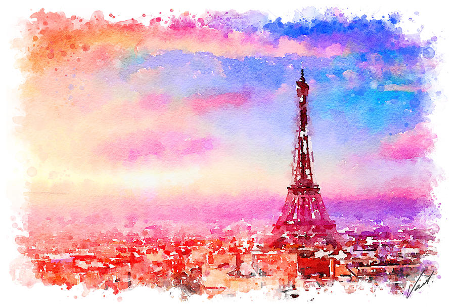 Watercolor Paris by Vart Painting by Vart Studio