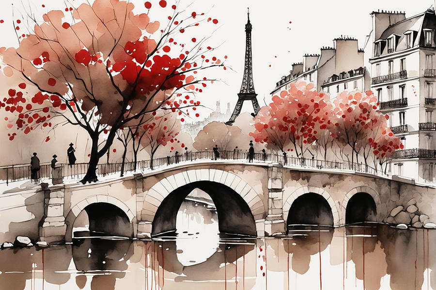 Paris Digital Art - Watercolor Paris by Manjik Pictures