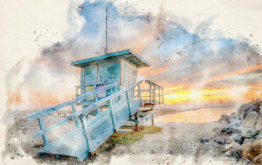 Watercolor Photo Cabrillo Beach Photograph by R Scott Duncan