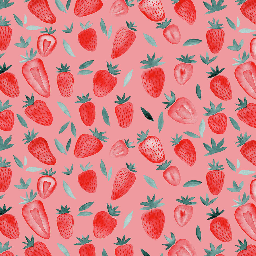 Watercolor pink strawberries Painting by Angela Minca - Fine Art America