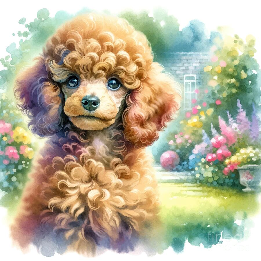 Watercolor Poodle Puppies - Dog Portrait Painting by Waterhue Studio ...