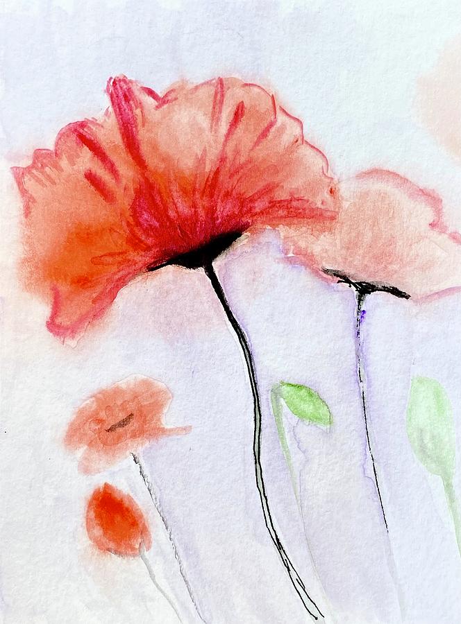 Watercolor Poppies  Painting by Masha Batkova