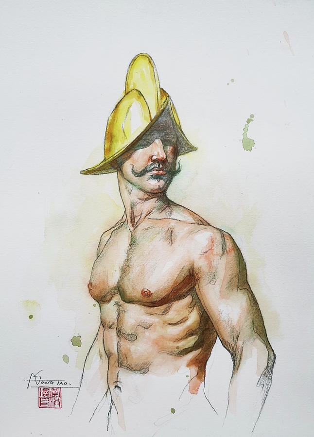 Watercolor-portrait Of Warrior20522 Painting by Hongtao Huang