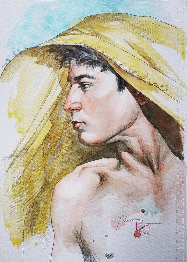 Watercolor- Portrait of Young man#20229 Painting by Hongtao Huang