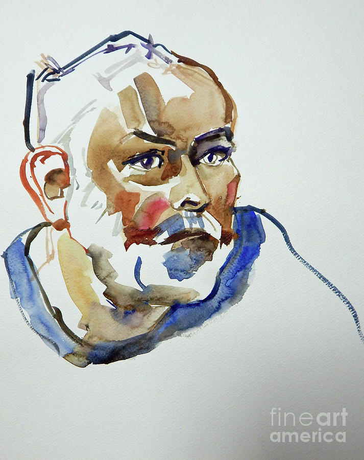 Watercolor Portrait Sketch of an Engineer Painting by Greta Corens
