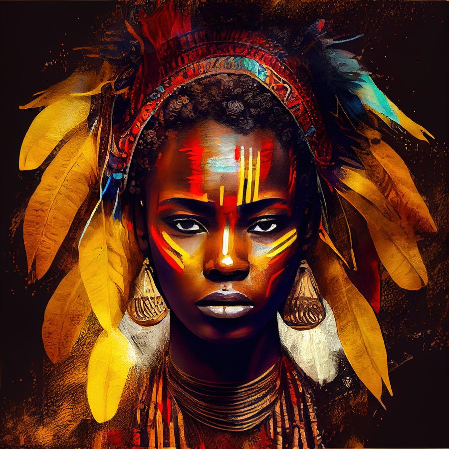 Powerful African Warrior Woman #2 Digital Art By Chromatic Fusion 