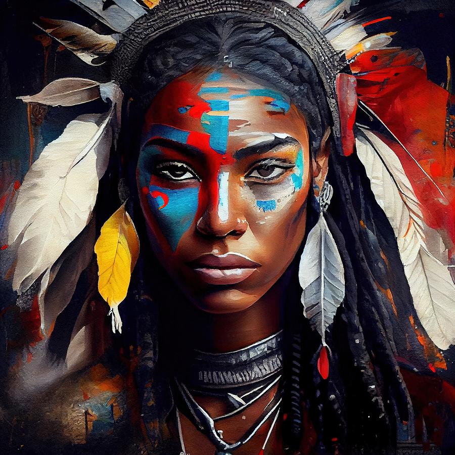 Powerful American Native Warrior Woman #2 Digital Art by Chromatic ...