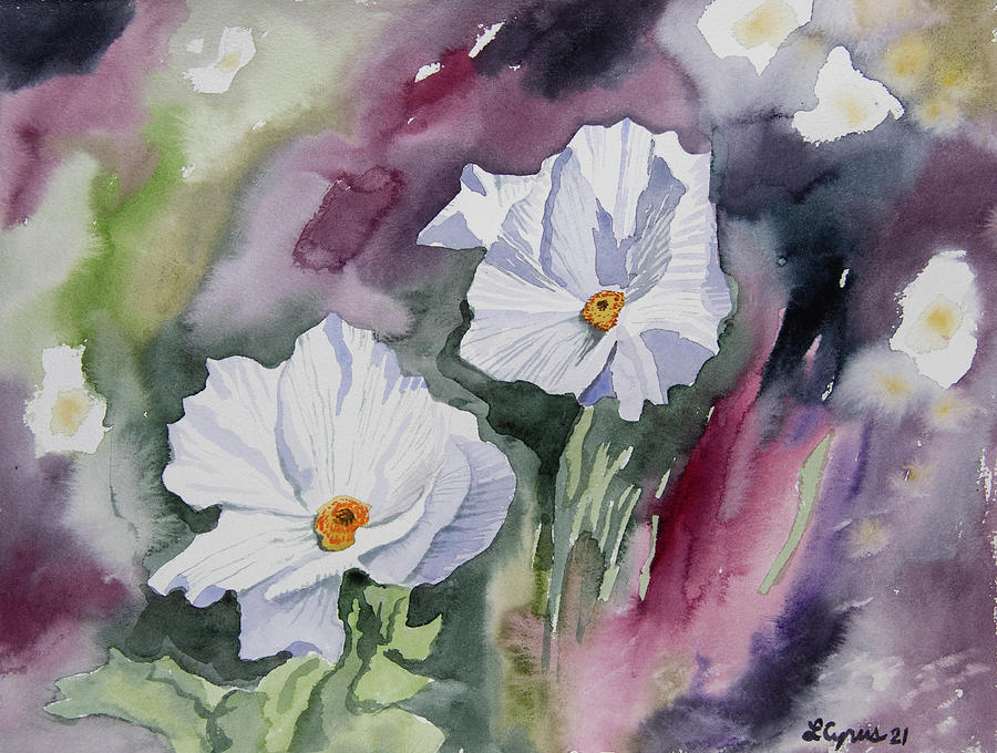 Watercolor - Prickly Poppy Wildflowers Painting by Cascade Colors