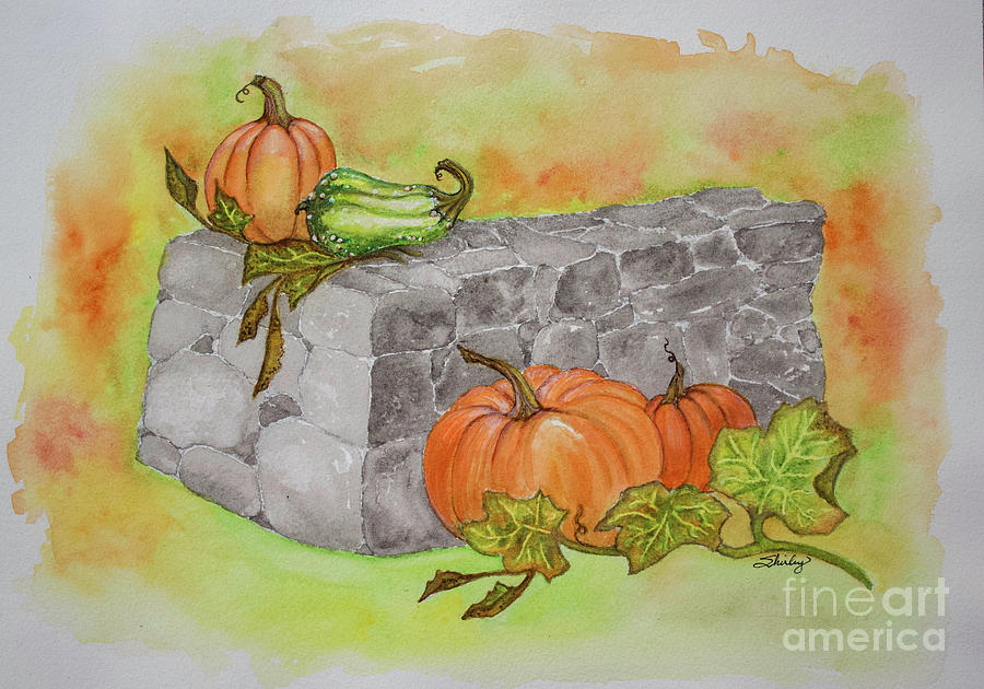 Watercolor Pumpkins Painting by Shirley Dutchkowski
