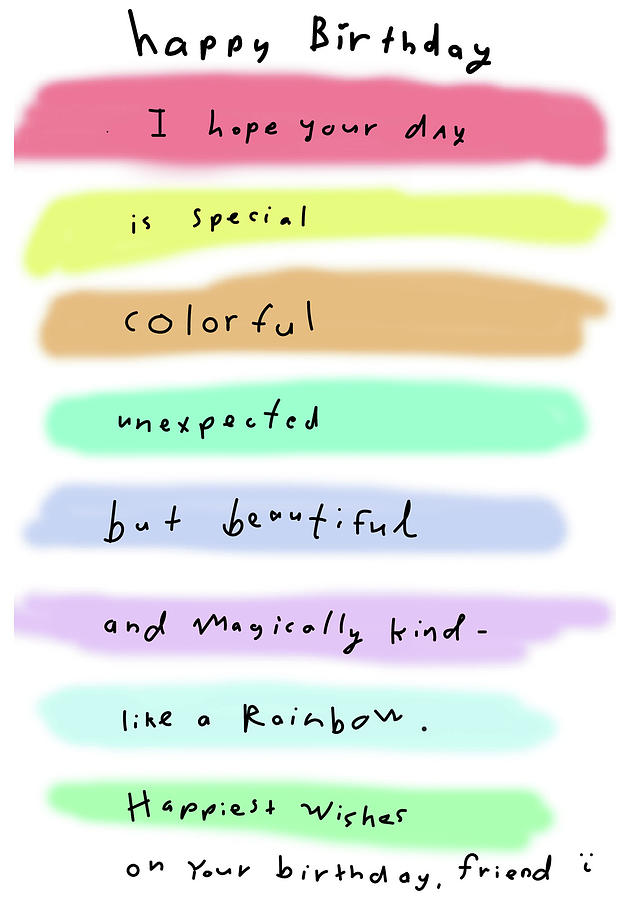 Watercolor Rainbow Birthday Digital Art by Ashley Rice