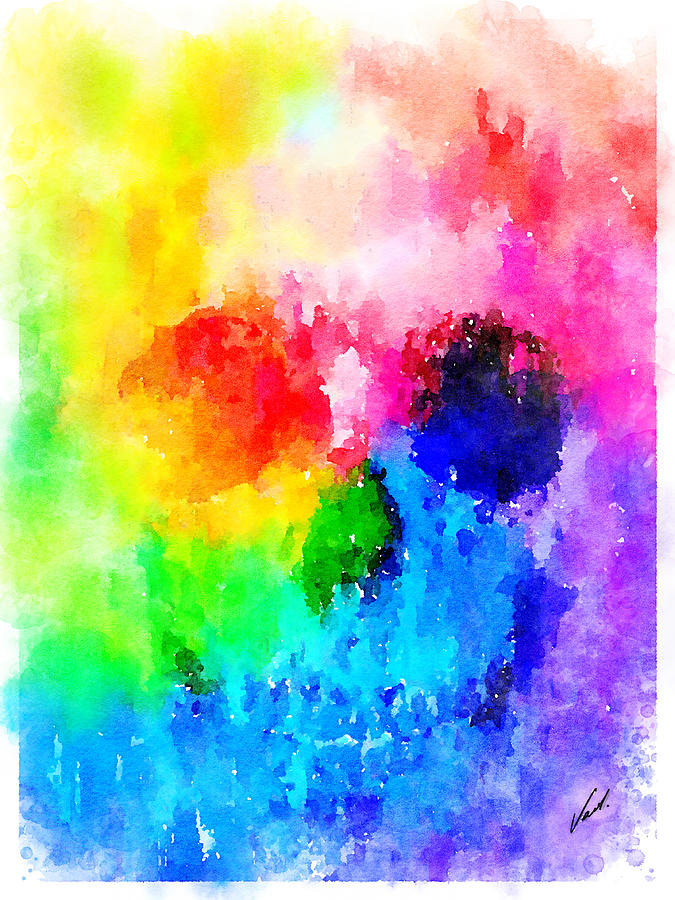 Watercolor Rainbow Skull by Vart. Painting by Vart