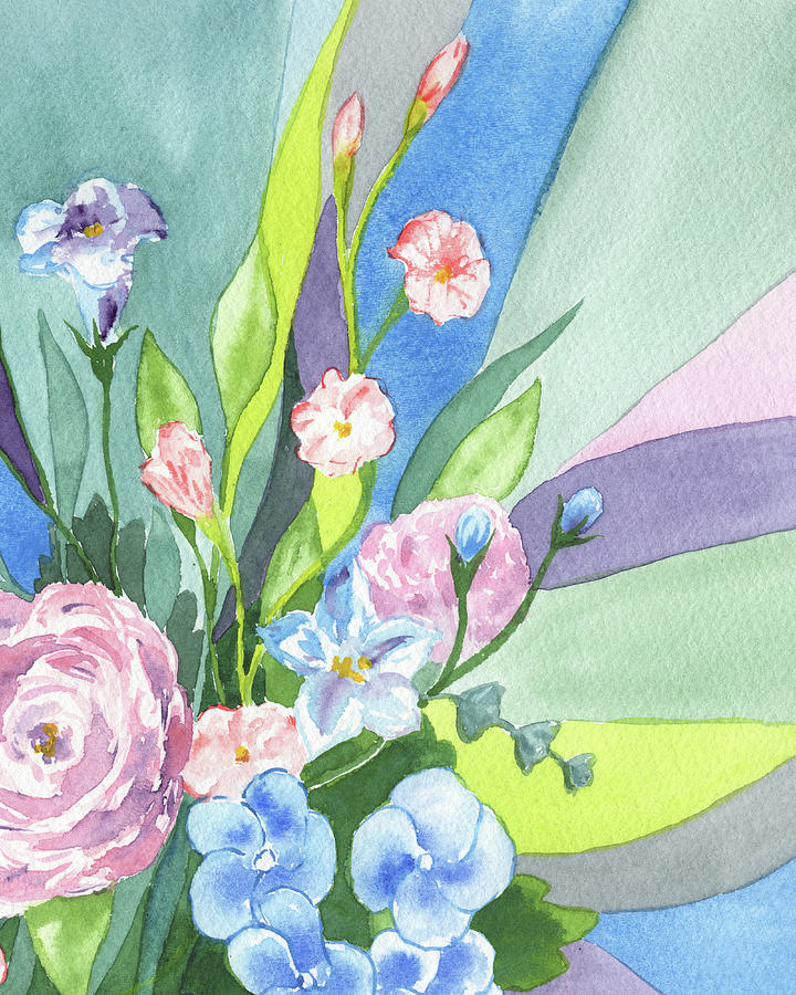 Watercolor Rays Of Floral Beauty  Painting by Irina Sztukowski