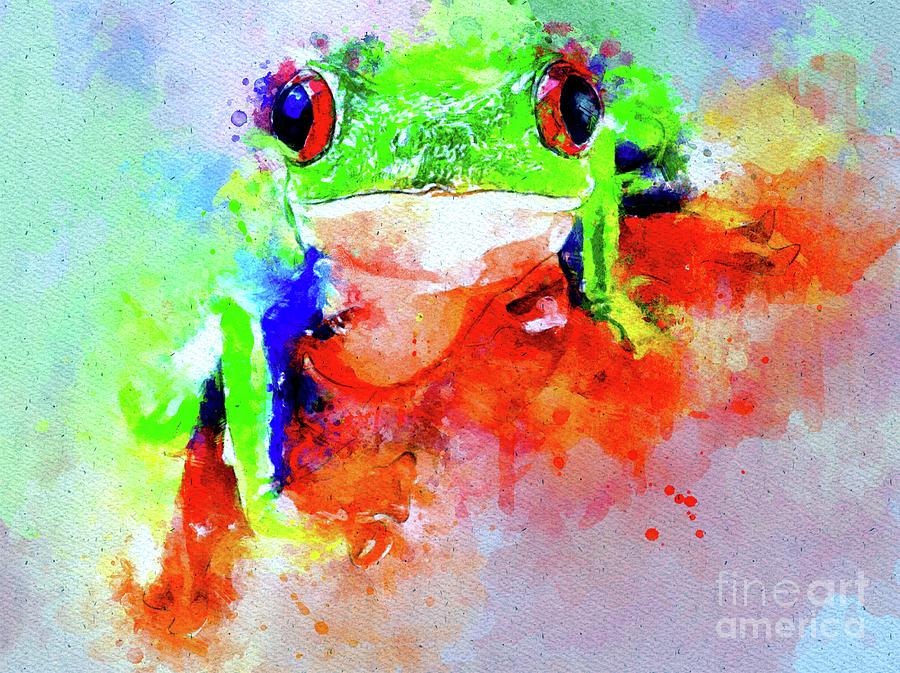 Watercolor Red Eyed Tree Frog Mixed Media by Daniel Janda - Fine Art ...