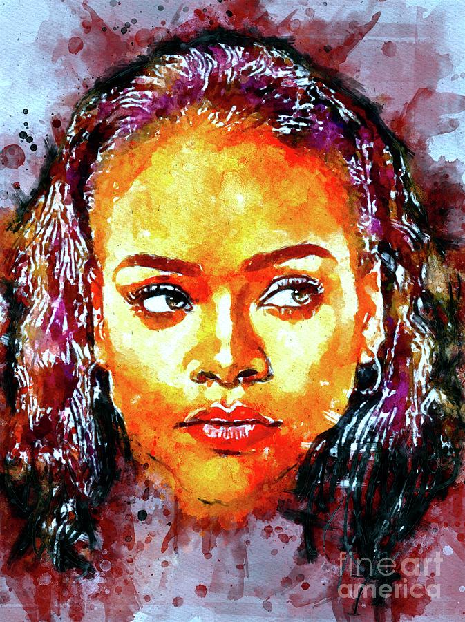 Watercolor Rihanna Mixed Media