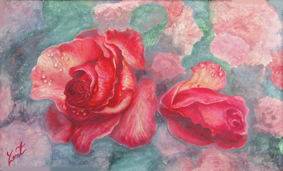 Watercolor Roses Painting by June Pauline Zent