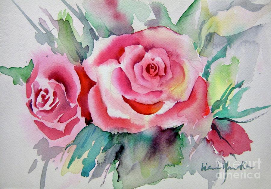 Watercolor Roses Painting by Liana Yarckin