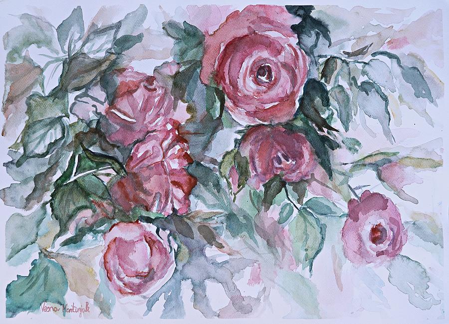 Watercolor Roses Painting by Vesna Martinjak