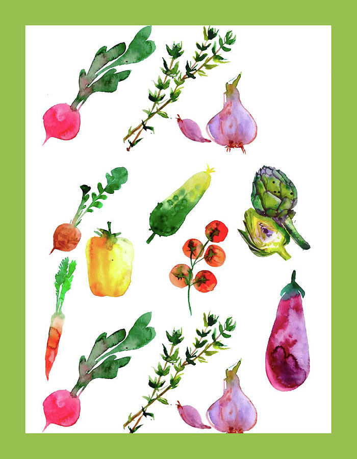 Watercolor Salad Digital Art by Fine Art by Alexandra