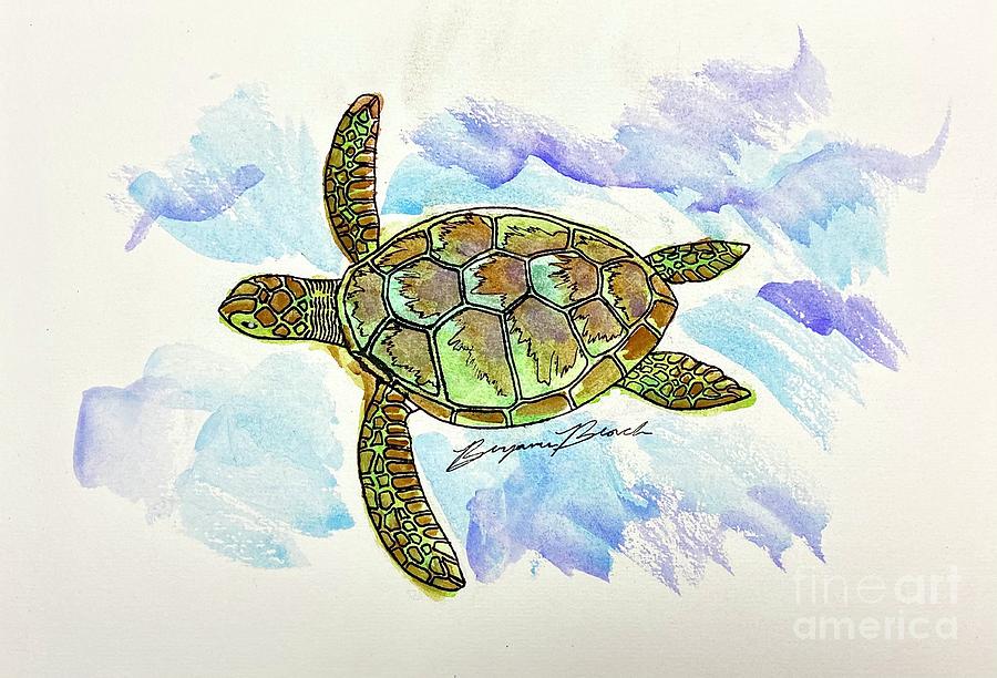 Watercolor Sea Turtle Mixed Media by Benjamin Beach - Fine Art America