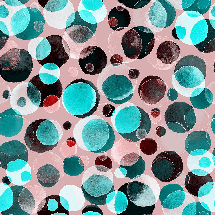 Watercolor Seamless Pattern With Polka Dots Drawing