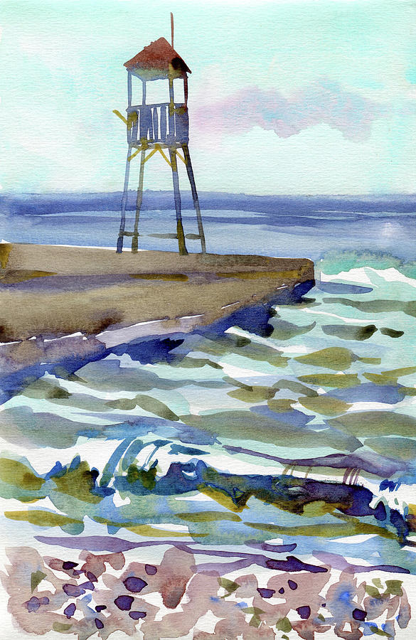 Watercolor Seaside View Painting Digital Art by Sambel Pedes