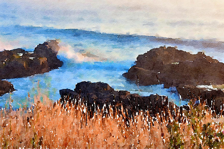 Watercolor Shoreline Mixed Media by Bonnie Bruno