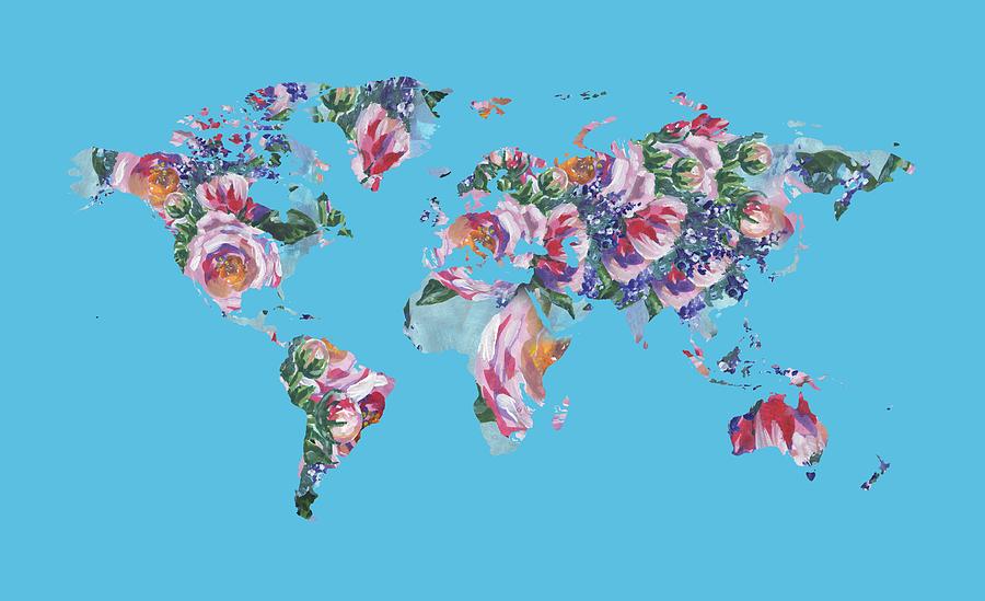 Watercolor Silhouette World Map Colorful PNG XXXIII Painting by Irina Sztukowski