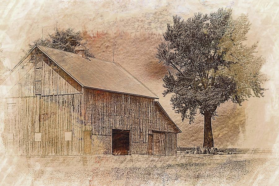 Watercolor Sketch of an Old Barn Photograph by Karen McKenzie McAdoo