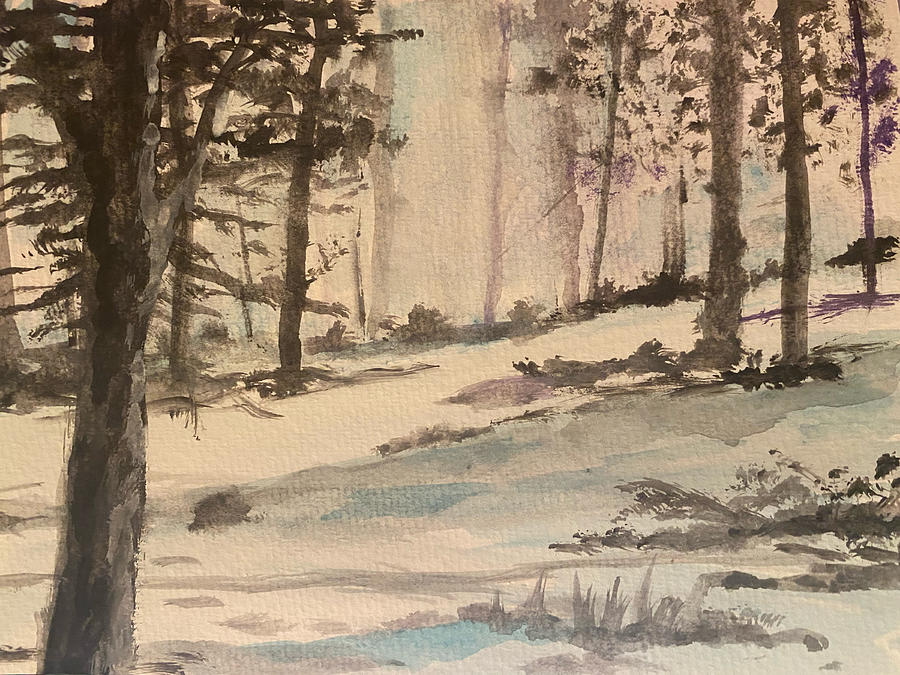 Watercolor Snowscape Painting by Larry Whitler