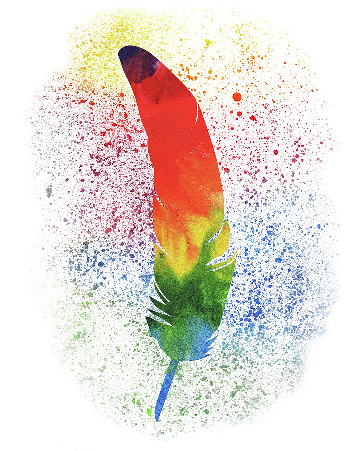 Watercolor Splash Feather Silhouette I Painting by Irina Sztukowski
