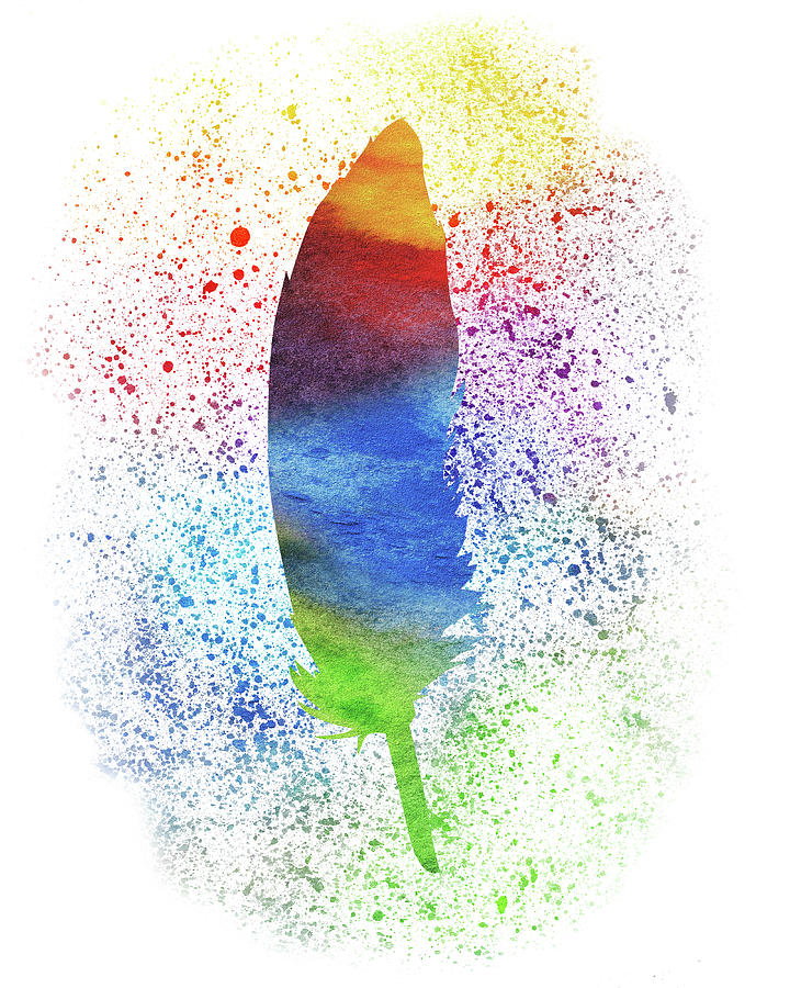 Feather Painting - Watercolor Splash Feather Silhouette III by Irina Sztukowski
