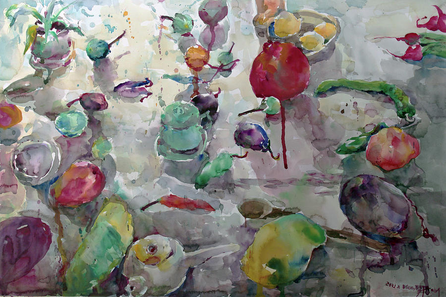 Watercolor Still Life on Hot Pressed Paper Painting by Becky Kim