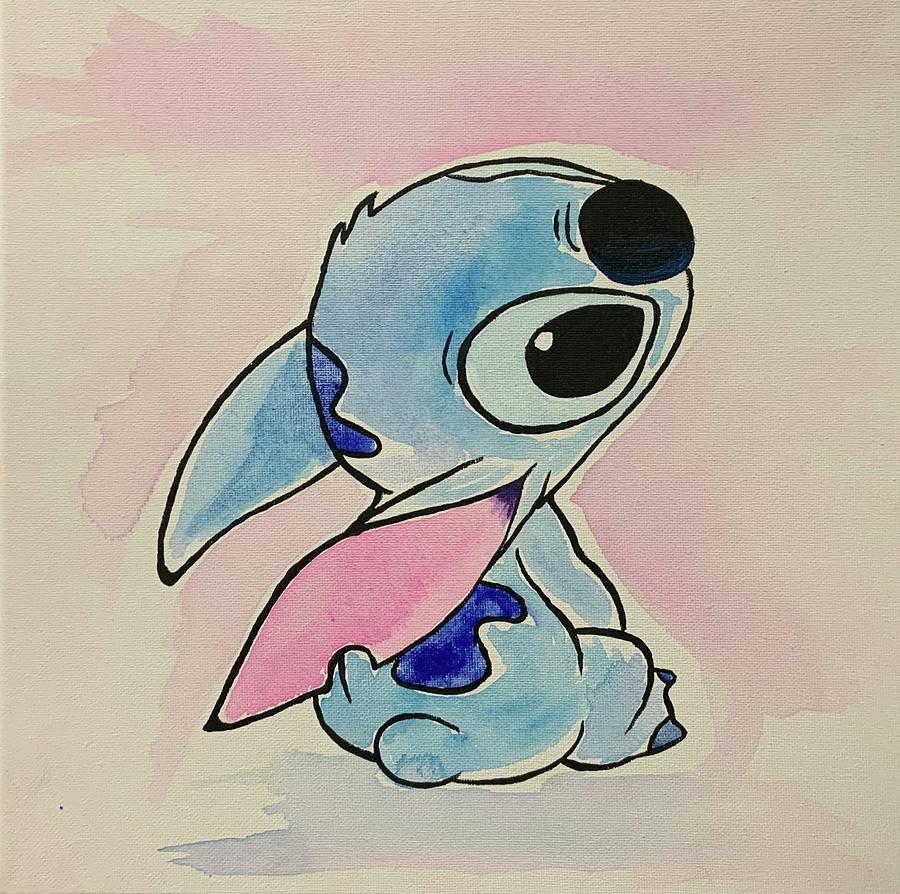 Stitch Watercolor Painting Ideas - Stitch Drawing from Lilo and Stitch